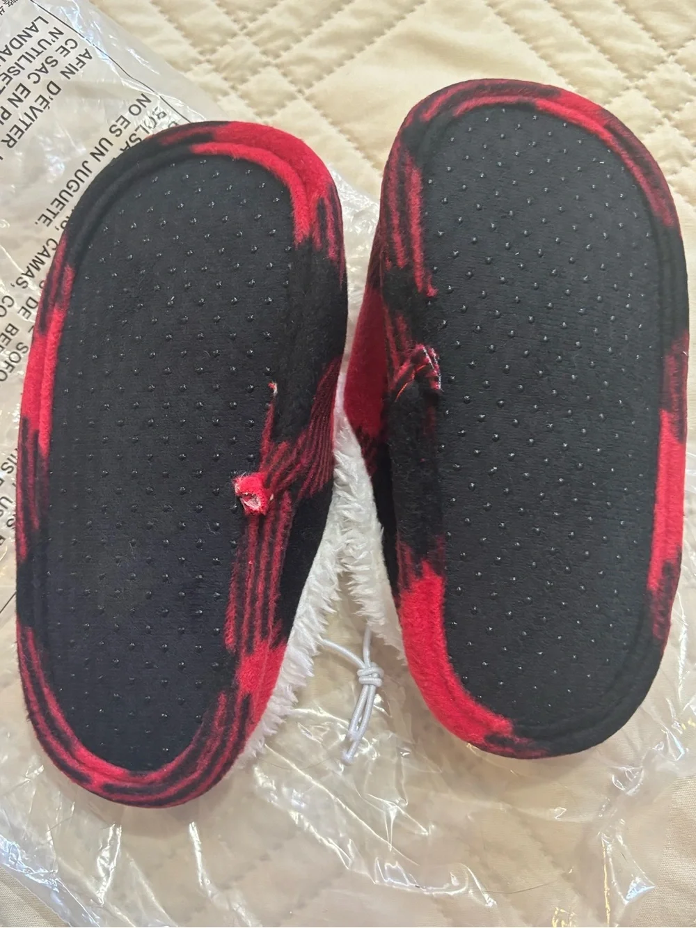 The Children's Place 6-7T Red Plaid Fleece-Lined Toddler Slippers